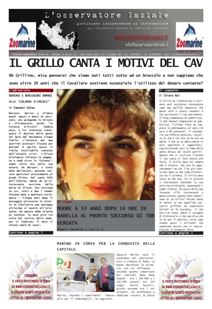 L'osservatore d'Italia edizione del 8 Aprile 2013